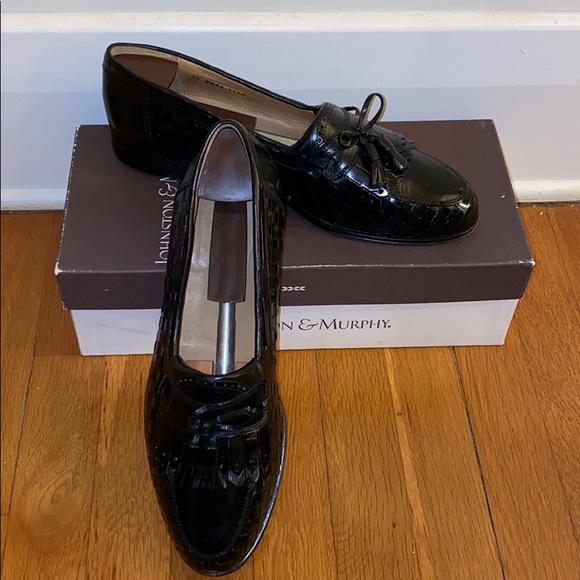 Johnston & Murphy Black Woven Leather Loafers - Picture 4 of 7